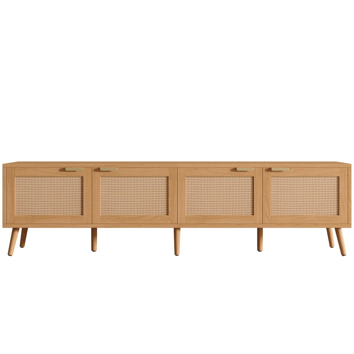 TV Stand With Storage & Cable Holes - Natural Wood