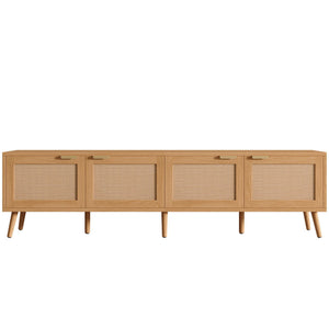 TV Stand With Storage & Cable Holes - Natural Wood