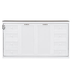 Murphy Bed with LED Light and Foldable Wall Cabinet