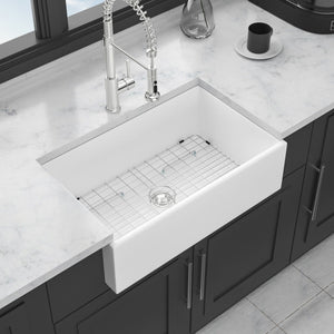 Farmhouse Sink, Apron-Front Porcelain Ceramic Single Bowl