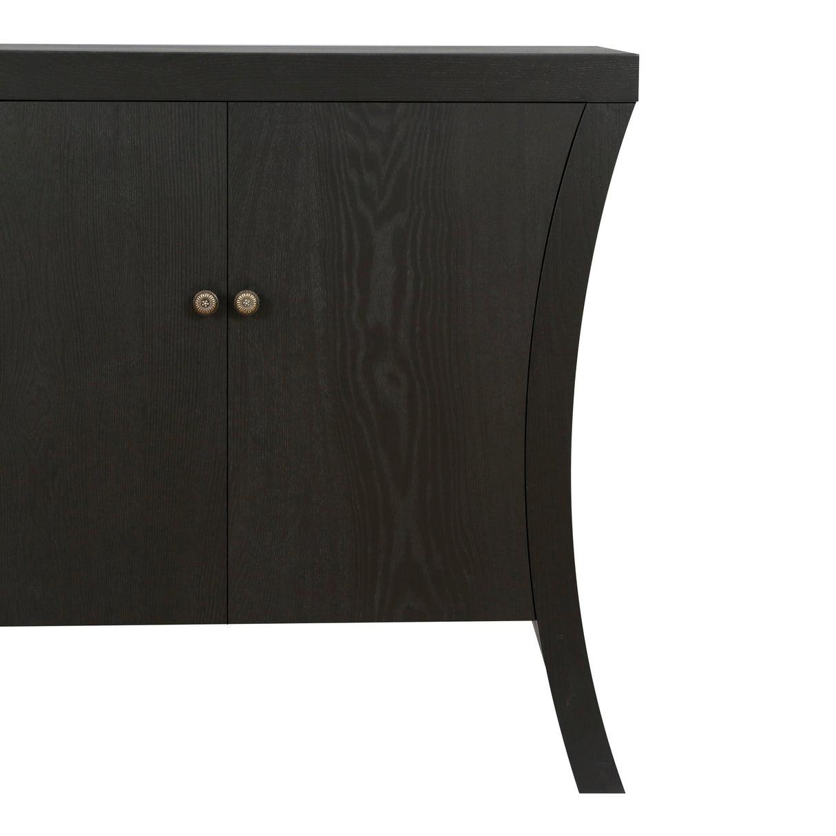 Refined Industrial 4 Door Credenza With Arc Legs & Clasps