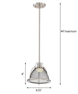 8"W Tex 1-Light Pendant Brushed Nickel / Black