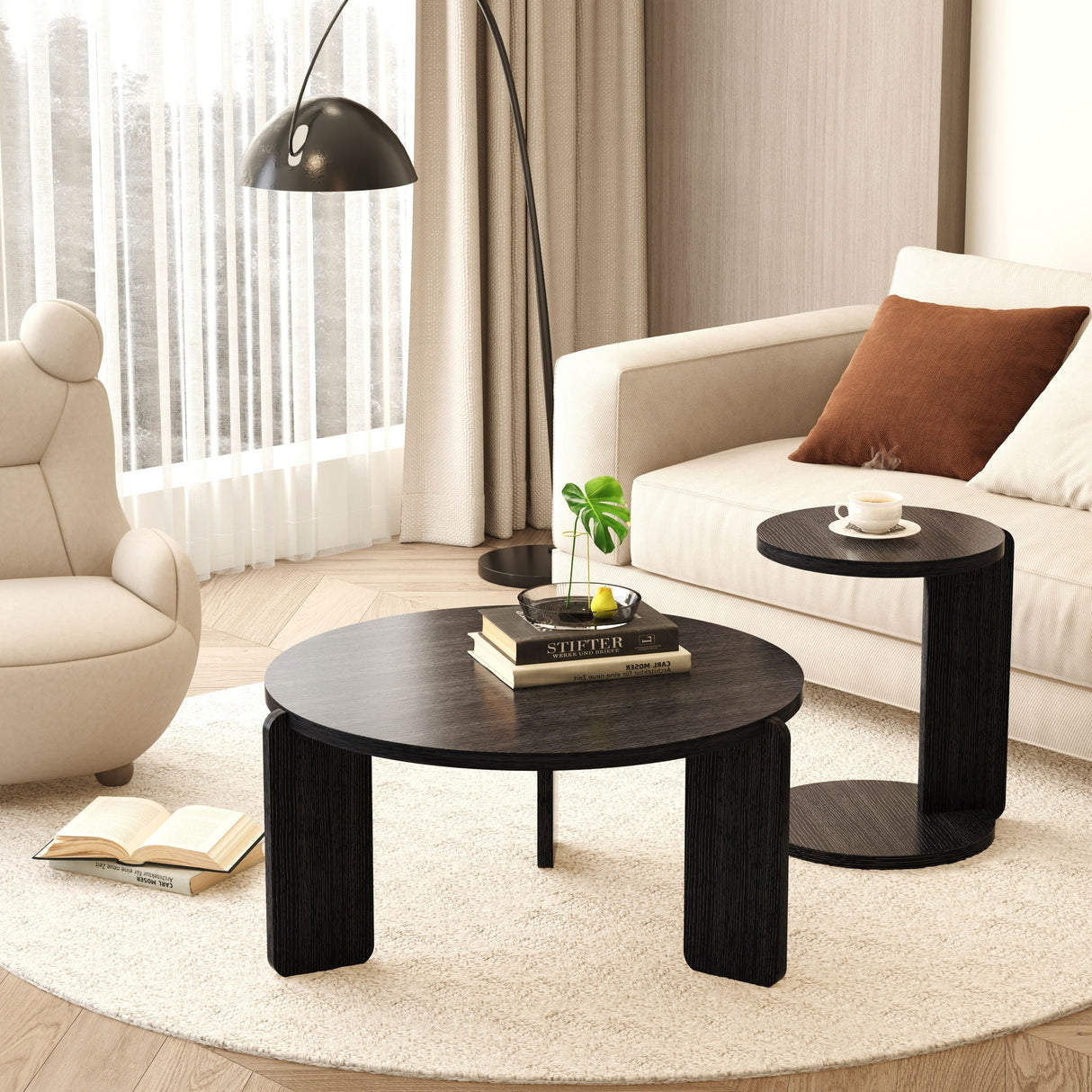 Round Coffee & End Table Set