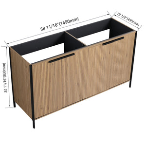 Light Brown Contemporary Freestanding Bathroom Vanity with Adjustable Shelves