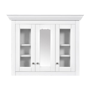 Bathroom Medicine Cabinet With Mirror, 5 Adjustable Closed Shelves, Wall-Mounted - White