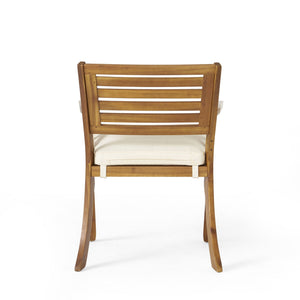 Outdoor Hermosa 5 Piece Wood Dining Set With Cushions - Teak / Beige