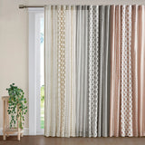 Cotton printed curtain panel with chenille stripe and lining