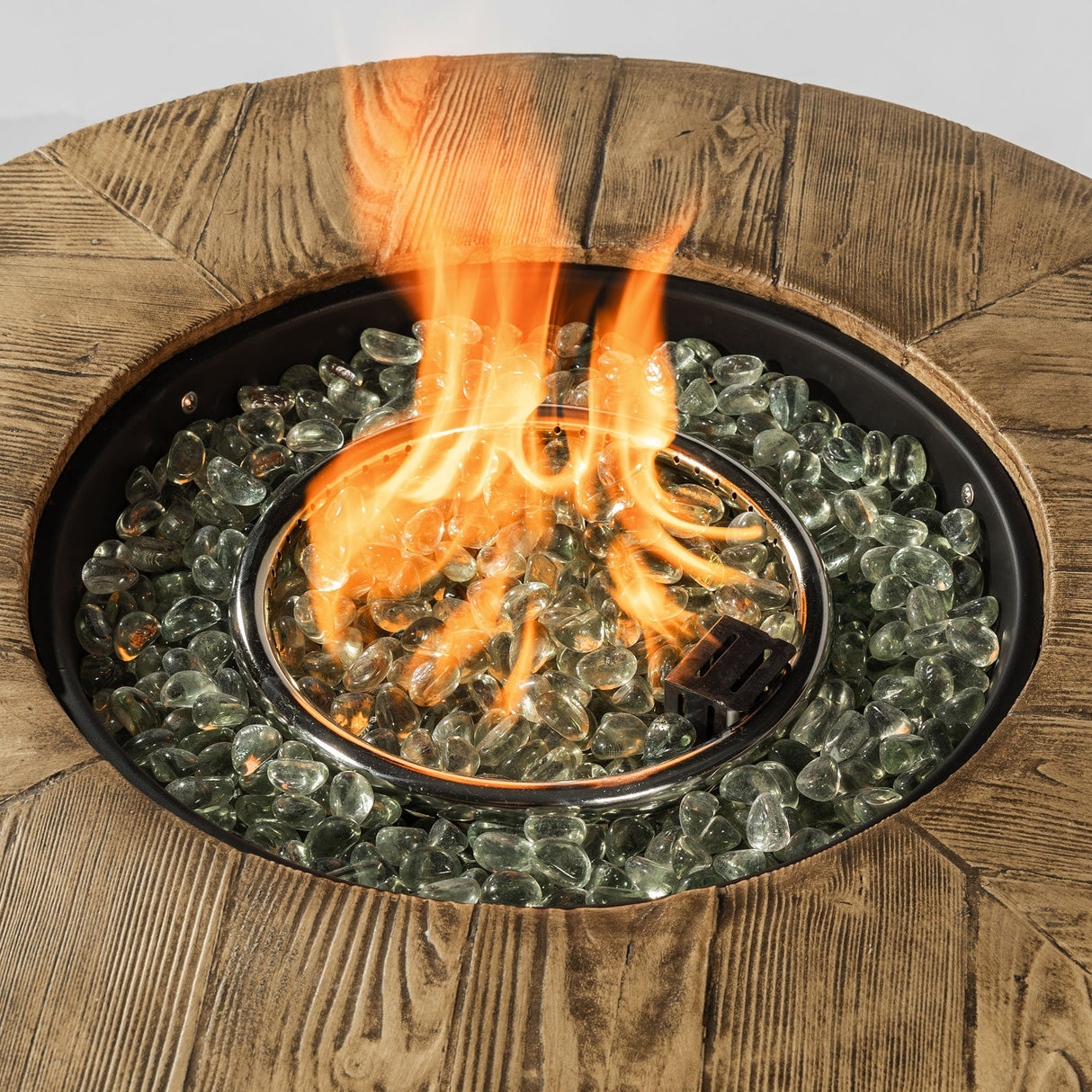 30" Propane Gas Fire Pit Table with Imitation Wood Grain Finish