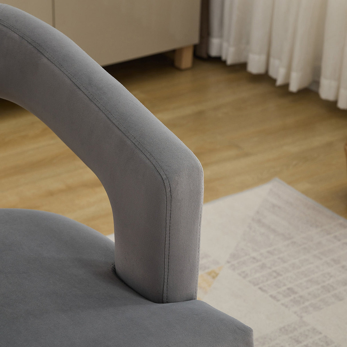 Modern Barrel Open Back Upholstered Accent Chair with Weathered Solid Wood Legs
