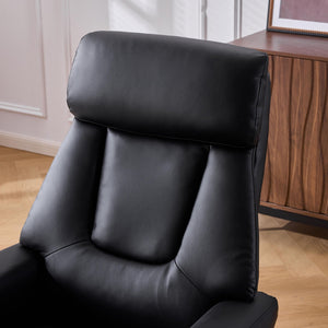 Massage Recliner With Ottoman, 360° Swivel, Heat & Vibration - Black Pu