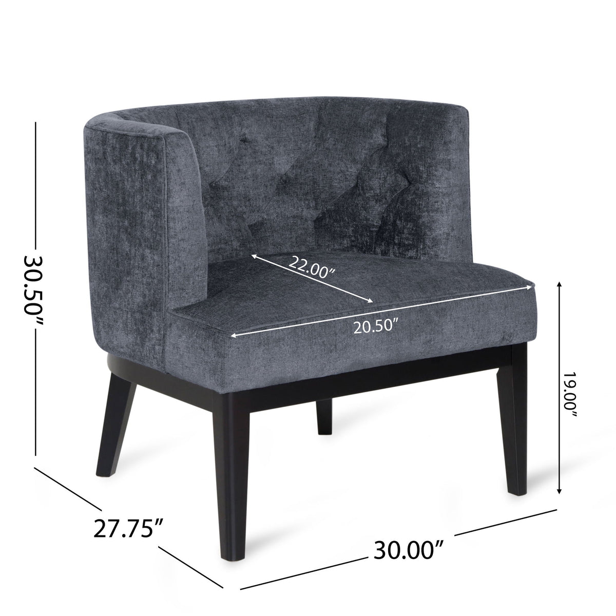 Contemporary Accent Chair With Tufted Diamond Stitching - Charcoal ...