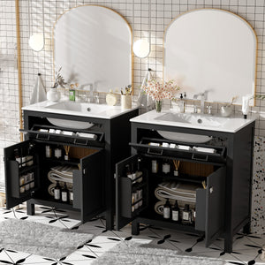 60" Modern Black Bathroom Vanity Set