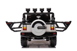 12V7A 30W*2 Four-Wheel Drive Seat One Button Start, Forward And Backward, High And Low Speed, Music, Front Light, Power Display, Two Doors Can Open, 2.4G R / C, Seat Belt Four Wheel Absorber