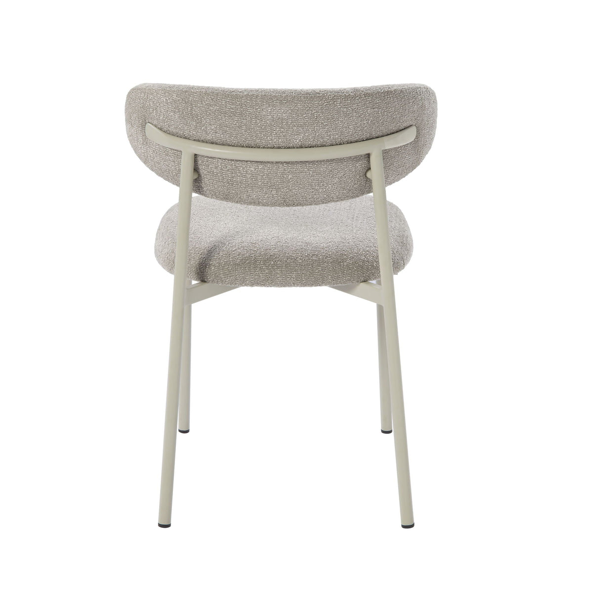 Light Gray Side Chair Set of 2 with Upholstered Seat and Metal Frame