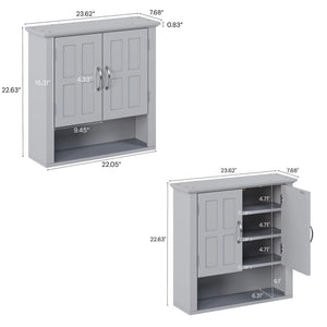 Multi Functional Wall Mounted Cabinet With Adjustable Shelves For Bathroom