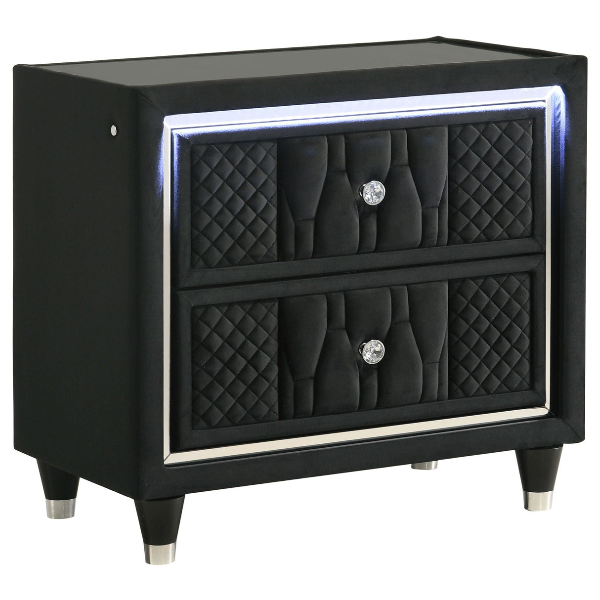 Lorient 2-drawer LED Nightstand with USB Black
