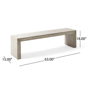 Acacia Wood Dining Bench with Farmhouse Style - Gray