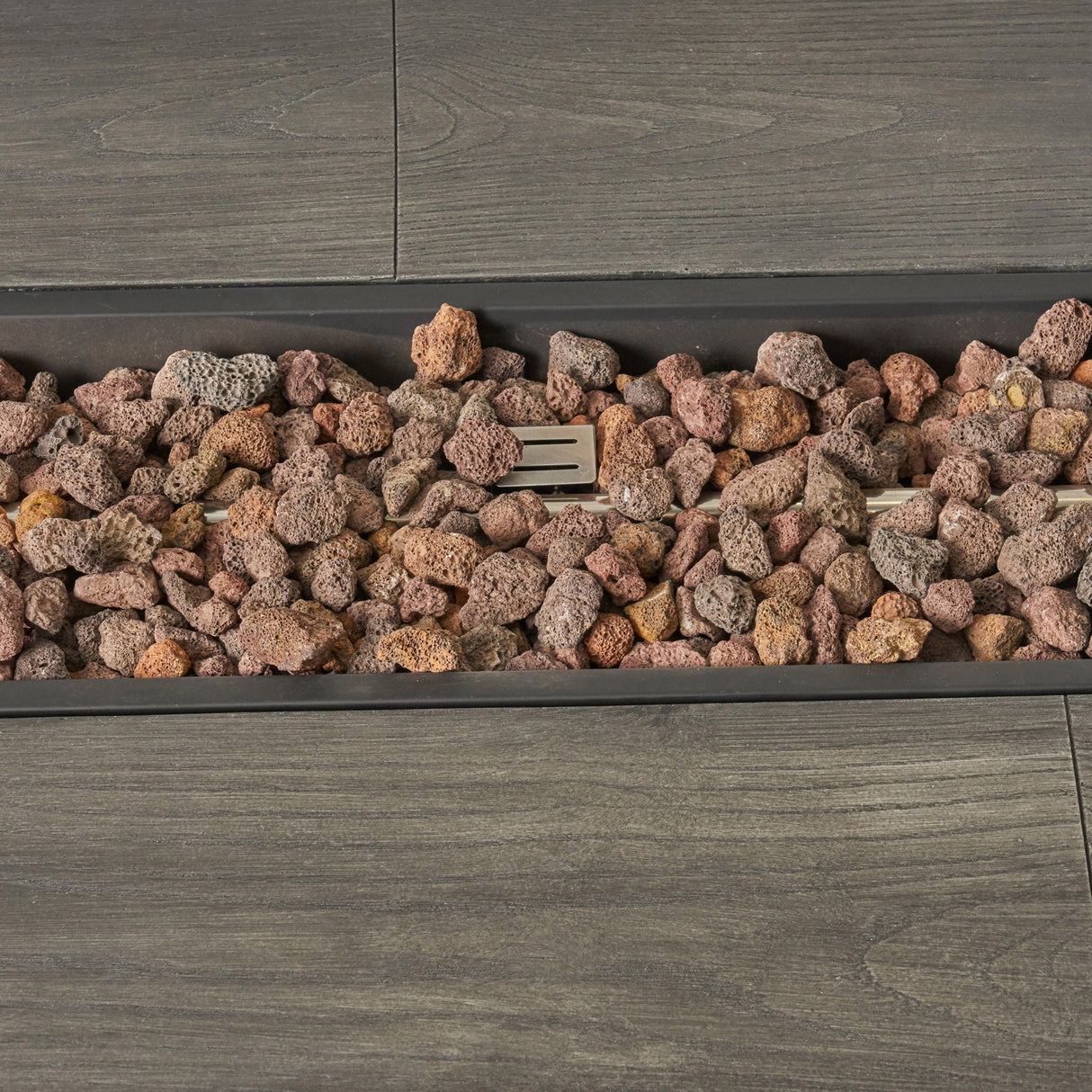 Transitional Rectangular Outdoor Propane Fire Pit With 50, 000 Btu