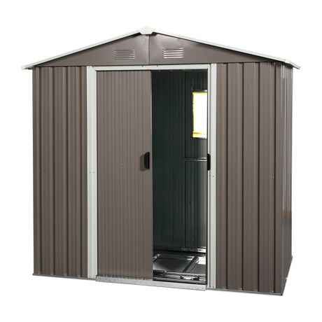 Galvanized Iron Outdoor Storage Shed with Reinforced Frame and Secure Sliding Doors
