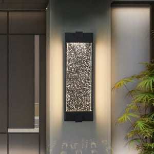 Black Aluminum Outdoor Wall Light with Bubble Crystal