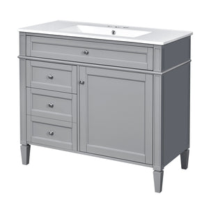 36" Bathroom Vanity with Ceramic Sink and Storage Drawers - Multiple Colors