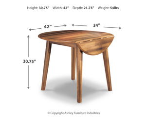 Berringer - Round DRM Drop Leaf Table - Rustic Brown