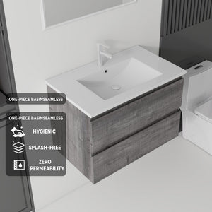 24 Inch Floating Bathroom Vanity with Sink, Soft-Close Drawer, Ceramic Sink, Plywood