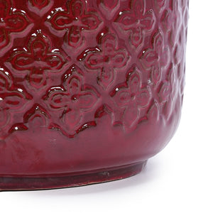 3 Pieces Ceramic Flowerpot, Modern Planter for Patio, Garden or Windowsills - Bean Paste Red