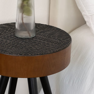 Round Coffee Table With Carved Top For Living Room