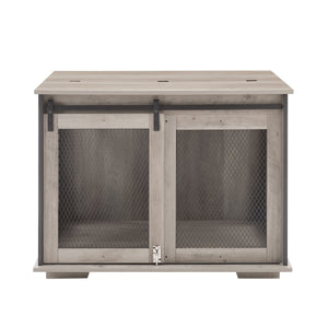Farmhouse Dog Cage Crate Furniture with Sliding Barn Door