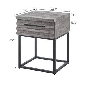 Astral 3-Piece Upholstered Bedroom Set, Tufted Wingback Bed with Two Gray Nightstands