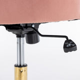 Velvet upholstered tufted chair with golden metal adjustable swivel base