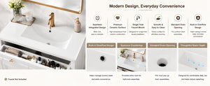 36 Inch Elegant Modern Bathroom Vanity with Sink