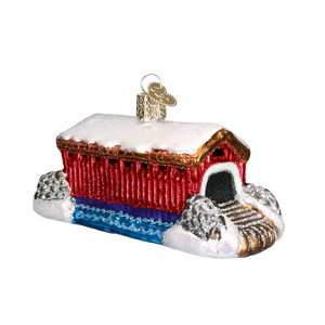 Covered Bridge Glass Blown Ornament