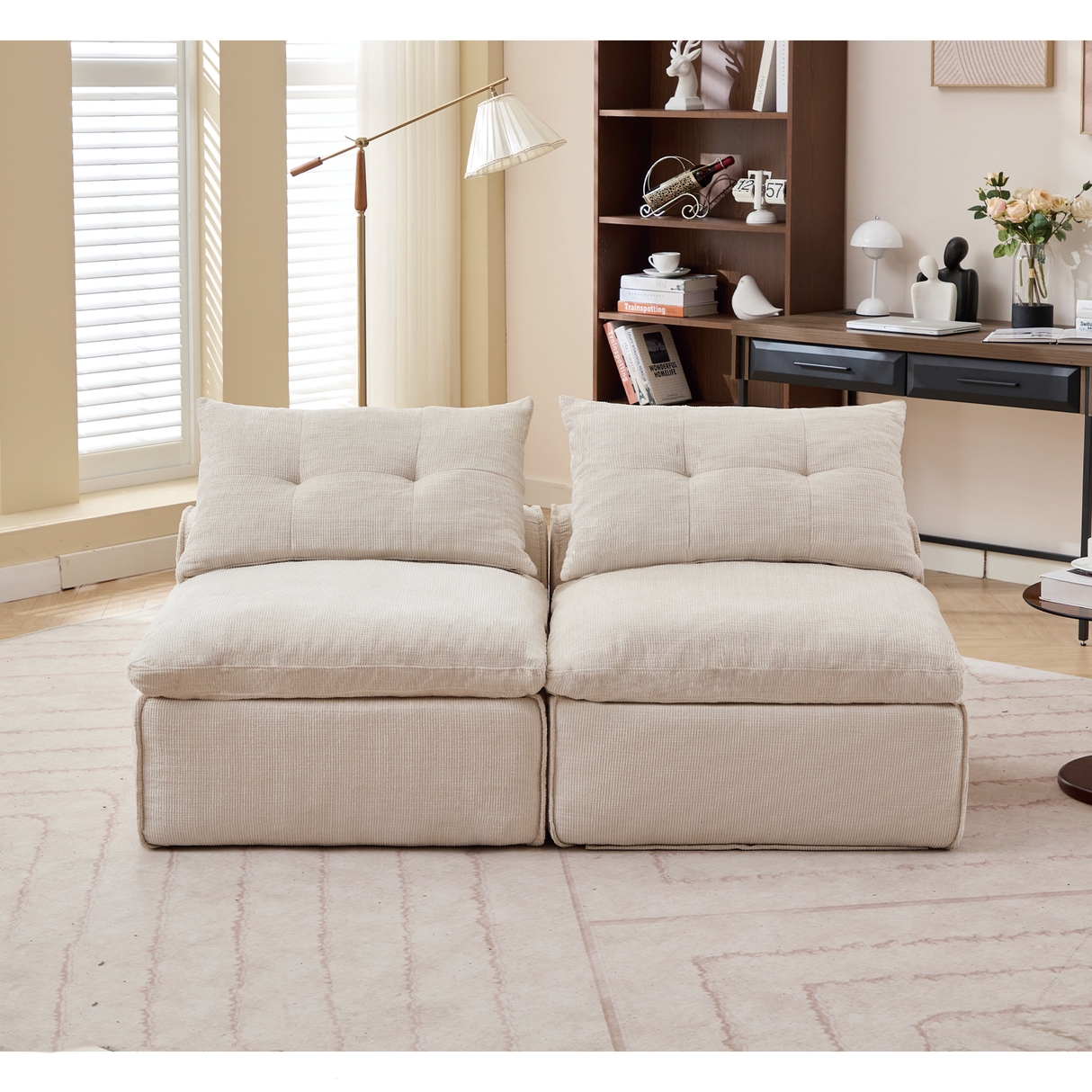 Modular Sofa with Soft Chenille Fabric