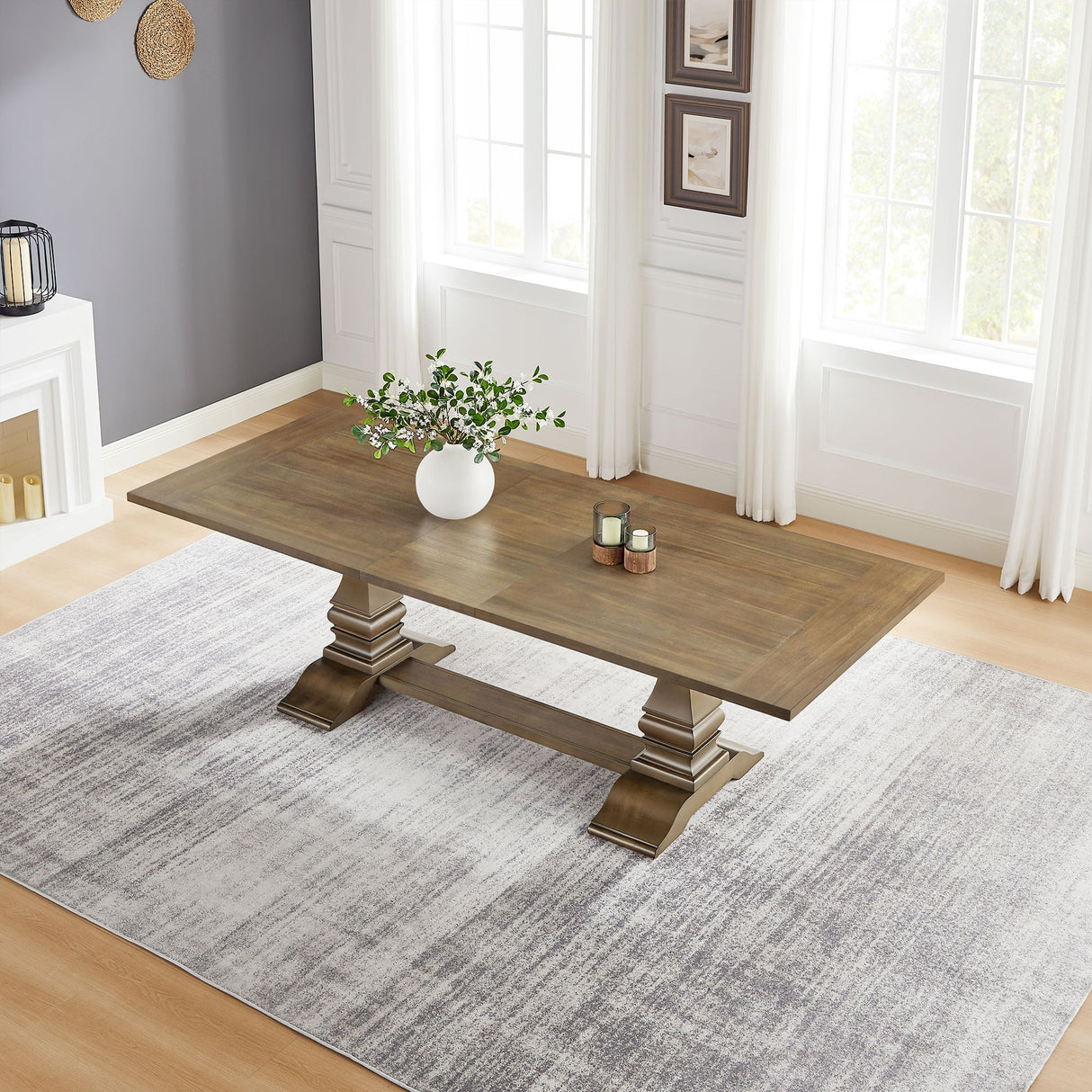 Extendable Wooden Dining Table, Seats 6