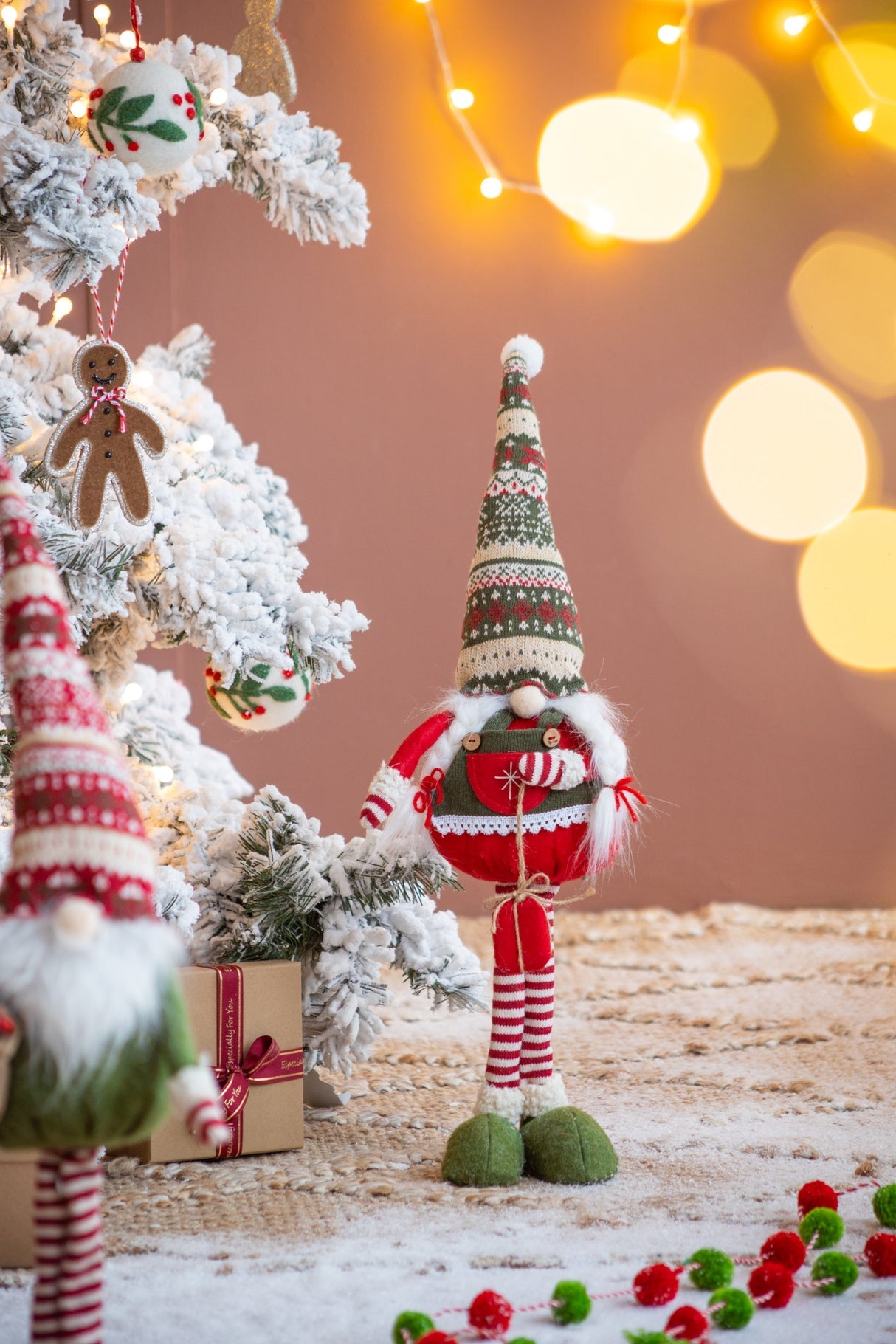 Set of 2 Fabric Standing Holiday Gnomes