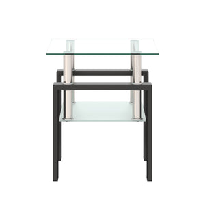 Modern Tempered Glass Tea Table, End Square Table For Living Room