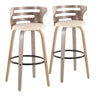 Cosini - Mid Century Modern Fixed Height, Barstool & Swivel And Round Footrest (Set of 2)