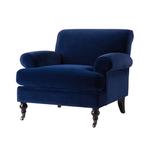 Accent Arm Chair with Casters – Solid Hardwood Frame - Blue or Beige
