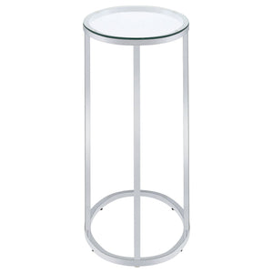 Kyle Oval Glass Top C-Shaped Sofa Side Table Chrome