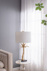 D16x31' Leaf Lamp with Marble Base Gold