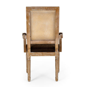 Elegant French Country Style Dining Chair With Cane Backrest