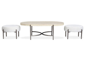 Jennings - Oval Cocktail Table With Two Ottomans - Edgecomb Gray And Weathered Antique Nickel