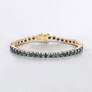 12.95 Carat Genuine Blue Diamond 14K Yellow Gold Bracelet