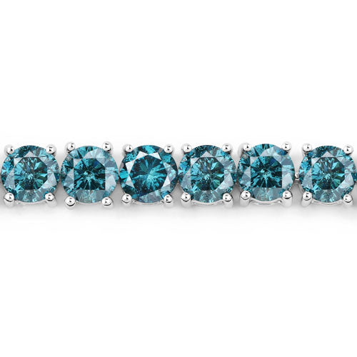 14.33 Carat Genuine Blue Diamond 14K White Gold Bracelet