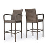 Outdoor Wicker Barstools With Rattan And Iron Frame