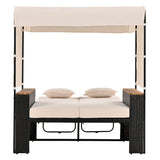 Bethany Two-Person Outdoor Rattan Daybed with Adjustable Canopy and Hidden Storage