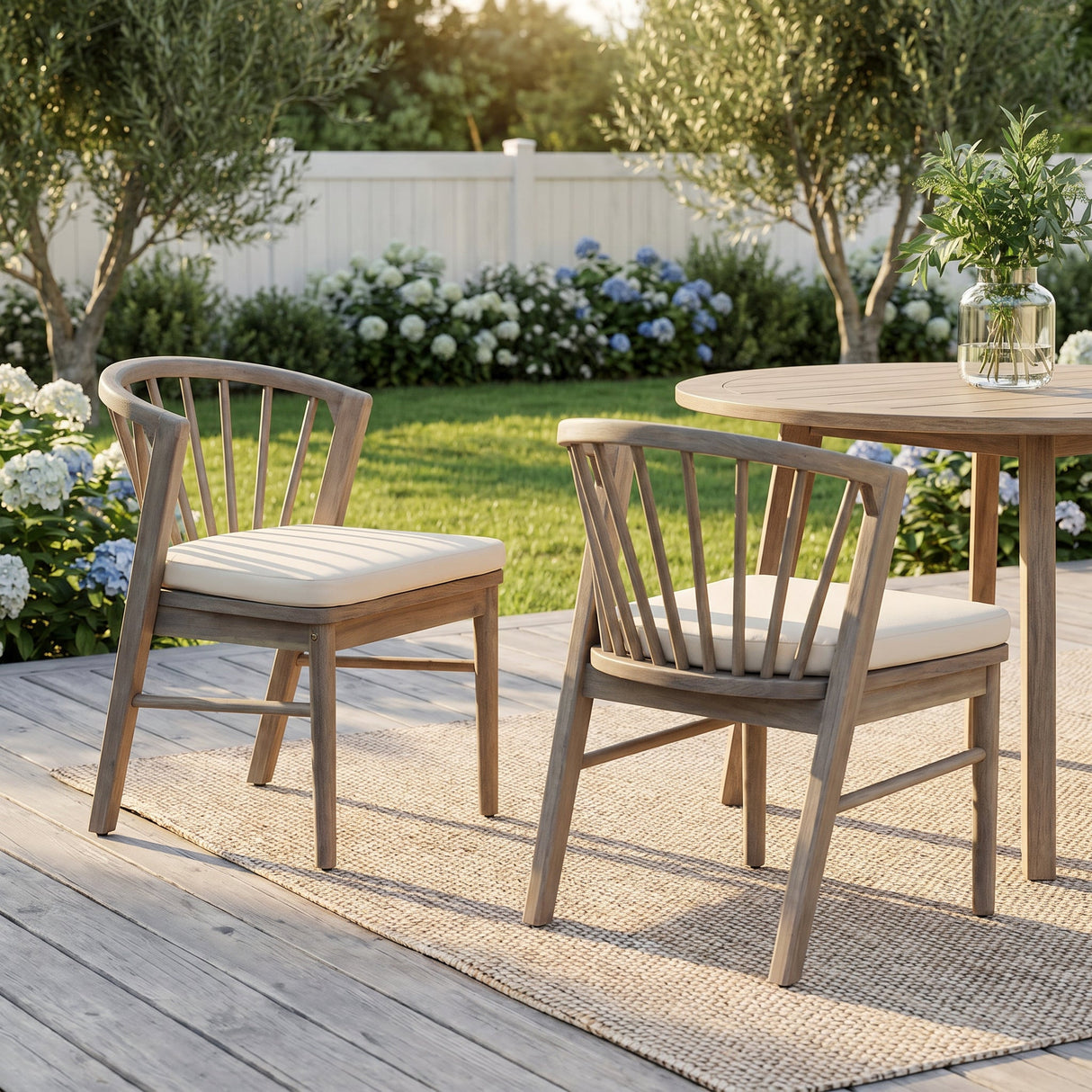 Outdoor Dining Chairs Set of 2, Acacia Wood Patio Chairs