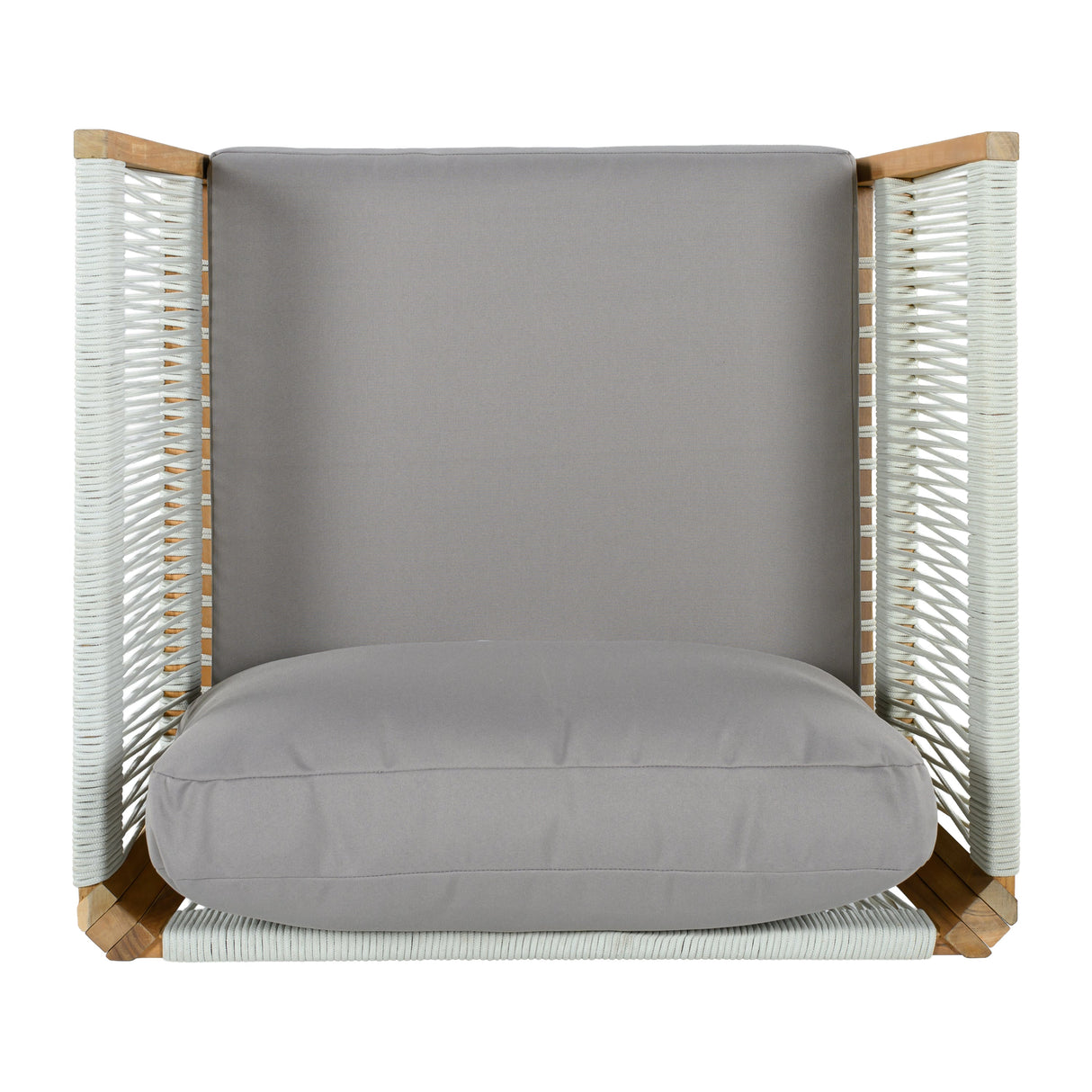 30.3" Outdoor Acacia Wood Patio Chair with Woven Rope Accents